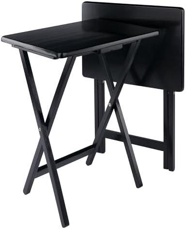 Winsome Alex Set of 2 Foldable Snack Tables, Black by Winsome