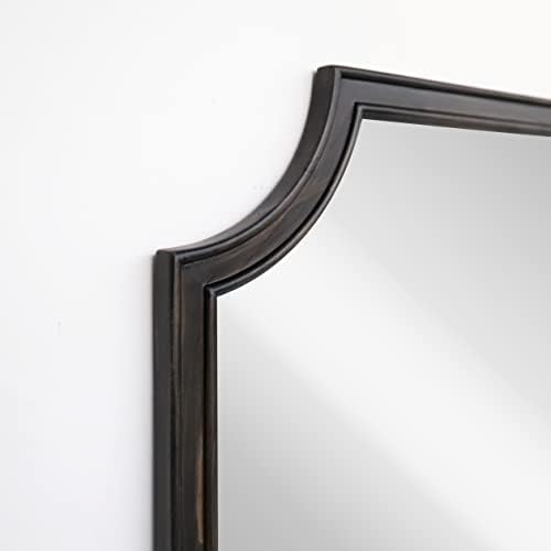 WallBeyond 20" x 30" Full Scalloped Corners Arch Rectangle Wall Mirror with Wood Frame for Entryway, Living Room or Bedroom Home Decor - Light Woodgrain [20" x 30" Black] - Image 4