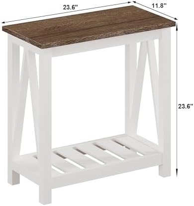 ChooChoo Farmhouse End Table Set of 2, Narrow Side Table with Shelf - Image 3