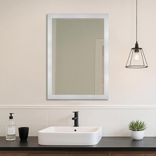 Bathroom Mirror for Over Sink 36x24 Inch Rectangular Wall Mirror, Nickel by Ruomeng