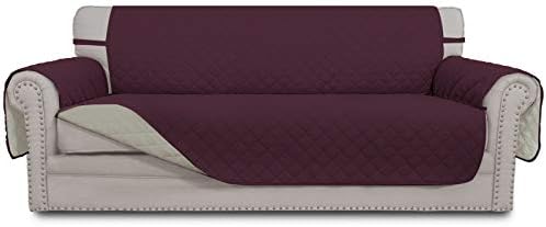 Easy-Going Reversible Couch Cover, 3 Cushion Sofa, Large, Wine/Beige by Easy-Going