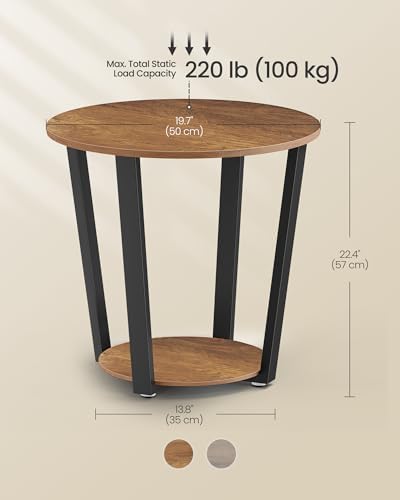 VASAGLE Round Side End Table, 2-Tier Accent Nightstand with Storage Shelf - Image 3