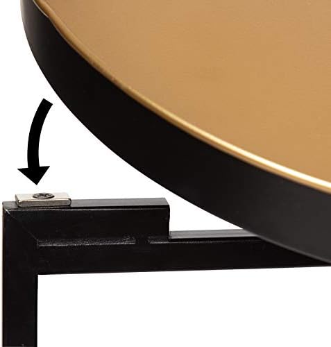 Kate and Laurel Celia Round Foldable Tray Accent Table, 14" x 14" x 25.75", Black and Gold, Modern Minimalist Design and Detachable Magnetic Tabletop - Image 6
