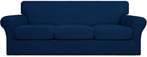 Easy-Going 4 Pieces Stretch Sofa Cover for 3 Cushion Couch Washable by Easy-Going