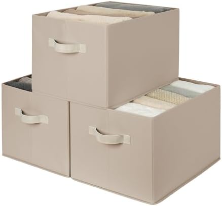StorageWorks Storage Baskets for Shelves, Light Brown, Extra Large, 3-Pack by StorageWorks