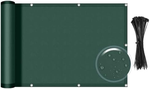 SUNLAX Waterproof Balcony Privacy Screen 3'x16' Dark Green Fence Cover by SUNLAX