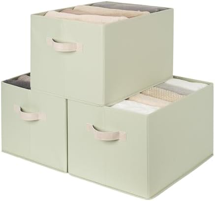 StorageWorks Storage Basket for Shelves, Light Green, Extra Large, 3-Pack by StorageWorks