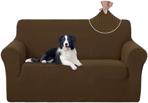 U-NICE HOME Loveseat Cover Stretch Couch Cover Sofa Slipcover, Brown by U-NICEHOME