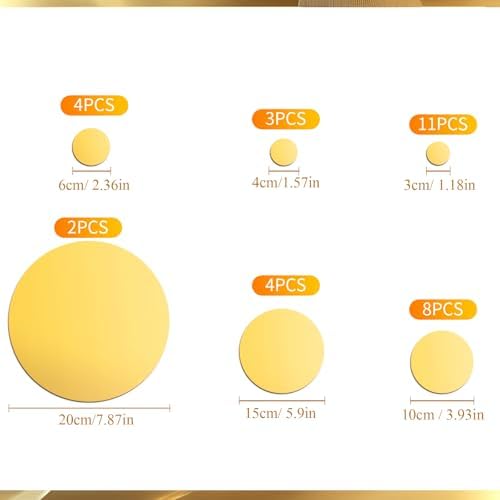Shappy 32 Pcs Acrylic Mirror Wall Stickers Removable, Gold, Medium Size - Image 2