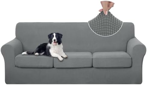 U-NICE HOME 4 Pieces Stretch Couch Cover Sofa Slipcover, Grey by U-NICEHOME
