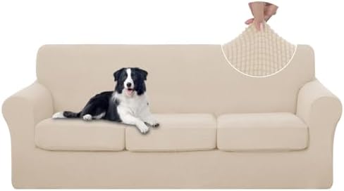 U-NICE HOME 4 Pieces Stretch Couch Cover Sofa Slipcover, Beige by U-NICEHOME