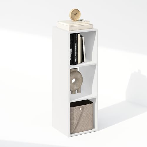 Furinno PELLI Book Shelf, 3-Cube Bookshelf, Cube Storage Organizer Bookcase, 11.7 x 12.1 x 35.4, for Living Room, Bedroom, Home Office, White - Image 5
