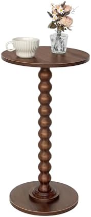 Fultyle Small Round Side Table, Walnut End Table for Small Spaces, Modern Drink Table Accent Table with Solid Wood Leg for Living Room, Bedroom, Corners, and Office (Walnut Brown) by Fultyle