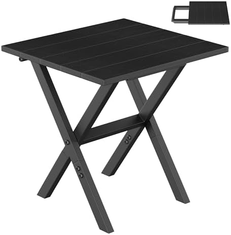 Outdoor Side Table Portable Folding Table Easy to Install,Black by Wehaveahome
