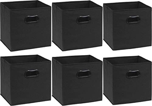 Simple Houseware 11-Inch Foldable Cube Storage Bins with Handles, Black - Image 6