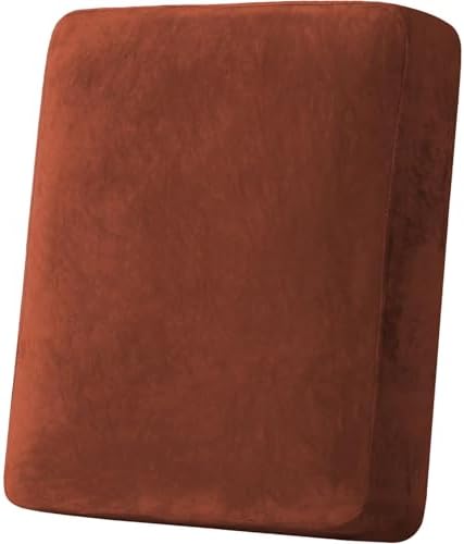 H.VERSAILTEX Velvet Stretch Couch Cushion Cover Plush Cushion Slipcover for Chair Cushion Furniture Protector Seat Cushion Sofa Cover(1 Piece Armchair Cushion Cover, Rust) by HVERSAILTEX