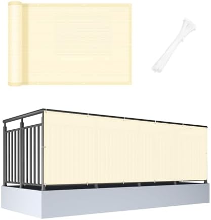 Balcony Privacy Screen Fence UV Protection, Customized 3'x45' Butter Cream by CoolArea