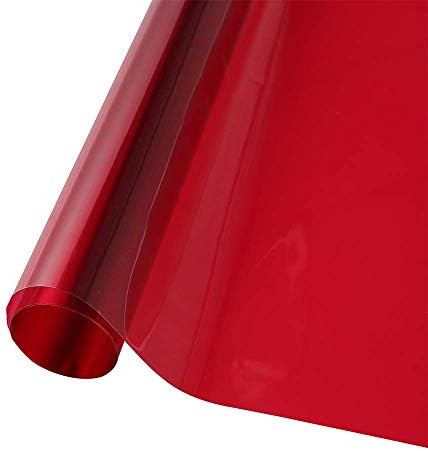 Transparent Decorative Window Film Anti UV Colorful Adhesive Vinyl Heat Insulation Solar Window Tinting Sheets Glass Film for Christmas Home Decoration,60Inch x 10Feet, Red by SUMAGITIN