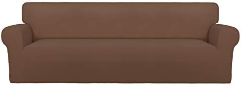 PureFit Stretch Couch Covers for Sofa 4 Seater Slipcovers Brown by PureFit