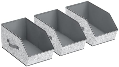 Homsorout Large Closet Storage Cubes - Closet Storage Bins with Dual Handles for Clothes, Towels, Toys, Shelf Organizer Bins for Bedroom, Nursery, Shelves, Small Spaces, Ant Light Gray, 3 Pack by Homsorout