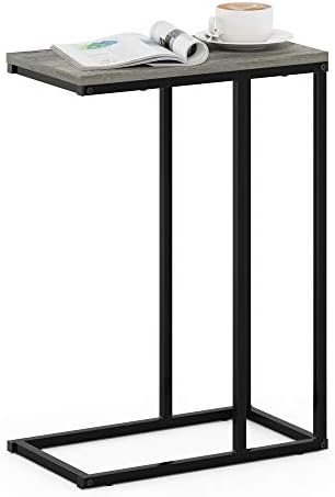 Furinno CAMNUS C-Shape Metal Frame Side Table, French Oak Grey by Furinno-FitsYourSpaceFitsYourBudget