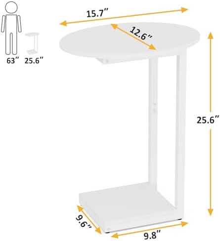 Hosfais Small Side Table End Table, C-Shaped Wood Coffee Table TV Tray for Eating Couch Tables for Small Space, Living Room, Bedroom, Couch (White 2 Pack) - Image 3