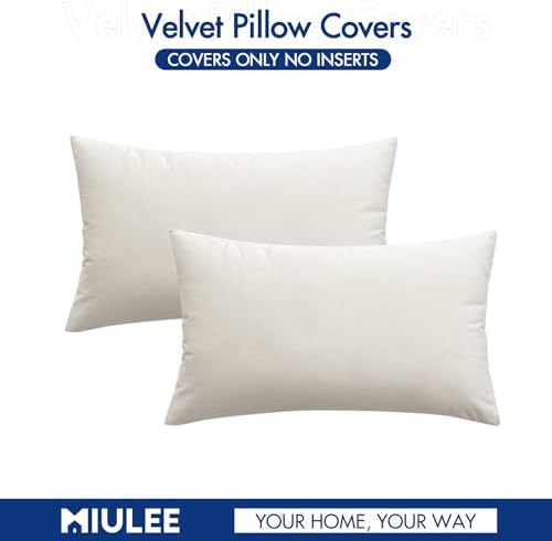 MIULEE 12x20 Inch Lumbar Velvet Throw Pillow Covers Cream White - Image 6