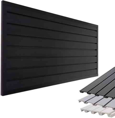 FRAYSCENT Slat Wall Paneling Garage Wall Organizer, Slatwall Panels Garage Tool Organizer Wall Mount Garage Slat Wall Storage Systems, Slat Board PVC Wall Panels Garage Storage (Black, 4ftx2ft) by FRAYSCENT