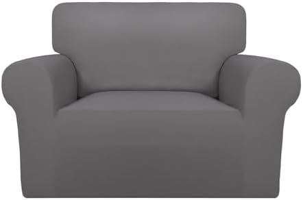 PureFit Super Stretch Sofa Slipcover – Spandex Non Slip Soft Couch Sofa Cover, Washable Furniture Protector with Non Skid Foam and Elastic Bottom for Kids, Pets (Oversized, Light Gray) by PureFit