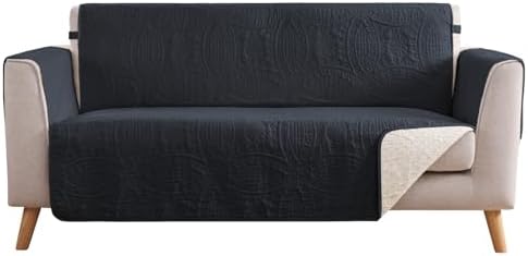 Water Repellent Loveseat Cover for 2 Cushion Couch, Machine Washable Love Seat Quilted Couch Covers, Pet Friendly Loveseat Slipcovers (Loveseat 48", Blue Gray) by Pamhaven