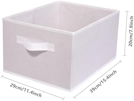 Clothings Collapsible Storage Bins, Foldable Organizers and Storage Baskets Cube Storage Bin for Bedroom Living Room (4 Pack) (White, 15.4x11.4x7.9inch) - Image 2