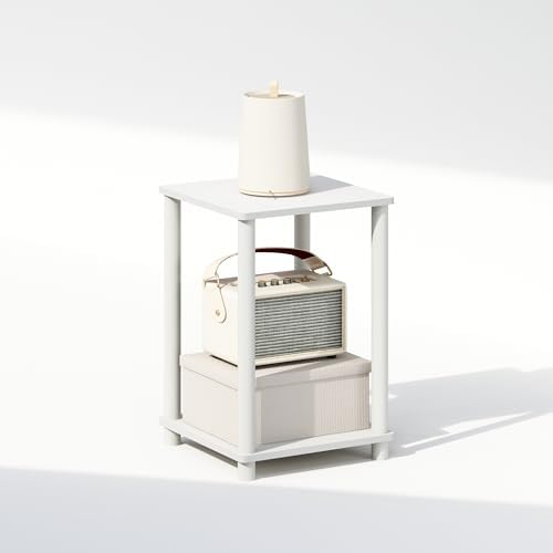Furinno Turn-N-Tube Toolless 2-Tier Open Shelf Night Stand, White - Image 4