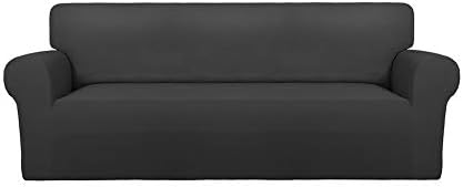 PureFit Stretch Oversized Couch Covers Fleece Sofa Slipcovers Dark Gray by PureFit