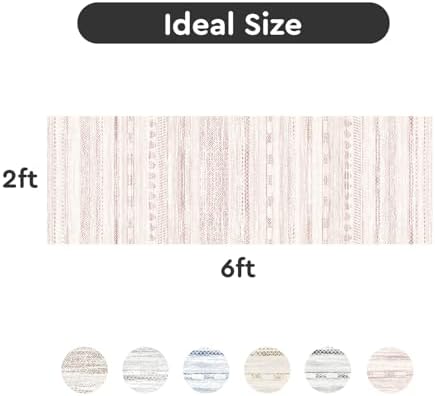 2x6 Pink Runner Rug Machine Washable Non Slip Area Rug Distressed Neutral Moroccan Boho Rug Ultra Soft Floor Runners for Hallways for Entryway Laundry Room Kitchen - Image 2