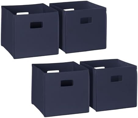 RiverRidge Folding Storage Bins - 4-pack of 10in Tall Navy Cubes by RiverRidgeHome