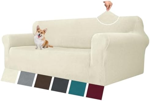 MAXIJIN Stretch Oversized Couch Covers for 3 Cushion Couch (91"-110"), 1-Piece Large Sofa Cover Slipcover Furniture Protector for Kids,Dogs (Extra Large, Diamond Pattern Beige) by MAXIJIN
