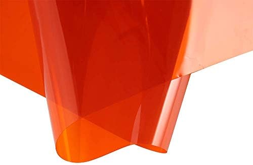 SUMAGITIN Transparent Decorative Window Film Anti UV Colorful Adhesive Vinyl Heat Insulation Solar Window Tinting Sheets Glass Film for Christmas Home Decoration, 35.4Inch x 10Feet, Orange - Image 2