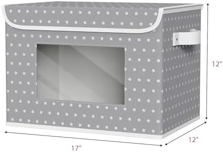 Univivi Fabric Foldable Storage Boxes with Lids, 4 Pack, Gray Star - Image 2