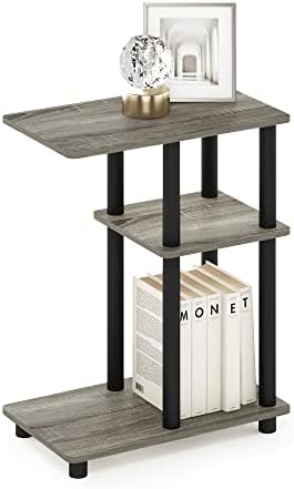 Furinno Turn-N-Tube Toolless C-Shape Side Table, 3-Tier, French Oak by Furinno-FitsYourSpaceFitsYourBudget