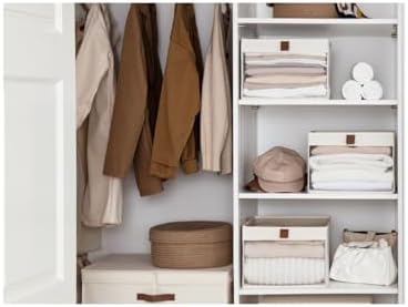 StorageWorks Fabric Storage Bins with Clear Window, Beige, 3-Pack - Image 3