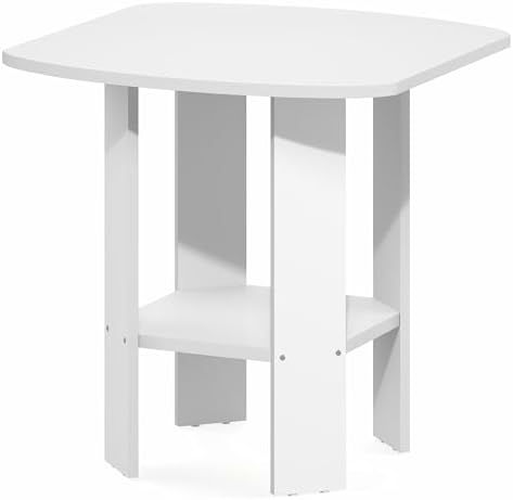 Furinno Simple Design Side Table, 2-Tier Square Modern End Table, Open Shelves Night Stand, Bedside Table, Rounded Corner, Easy Assembly, for Living Room, Bedroom, White - Image 6