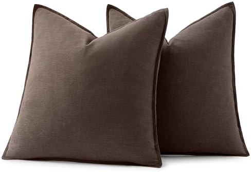 MIULEE Decorative Linen Pillow Covers 16x16 Inch Reddish Brown - Image 6
