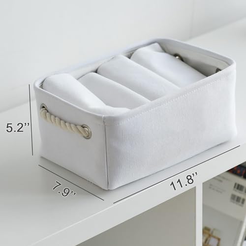 TheWarmHome Storage Basket for Gifts Empty - 11.8x7.8x5.2 inch 1 Pack Fabric Storage Cubes, Nursery Organizers and Storage for Closet Cloth Toy Book (White) - Image 5