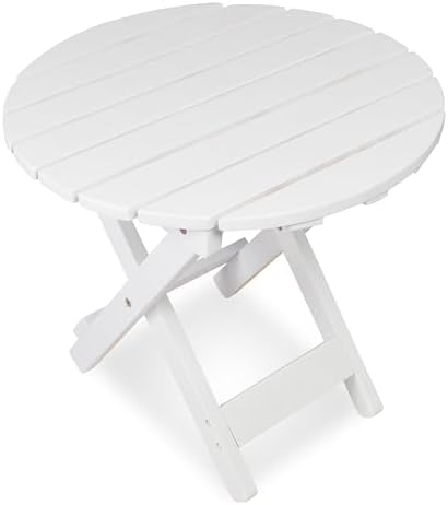 Shine Company Indoor/Outdoor Adirondack Round Folding Acacia Wooden Side Table, Oak by ShineCompany