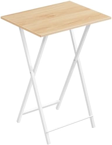 HOOBRO Folding TV Table, TV Tray, Stable Snack Table for Small Space, Portable Sofaside Desk, Easy Assembly and Storage, Ideal for Snacks and Meals in Living Room, Natural and White, WN15BZ01 by HOOBRO