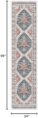 Madane Hallway Runner Rug 2x8 Washable Kitchen Rugs Non-Slip, Navy Blue - Image 2