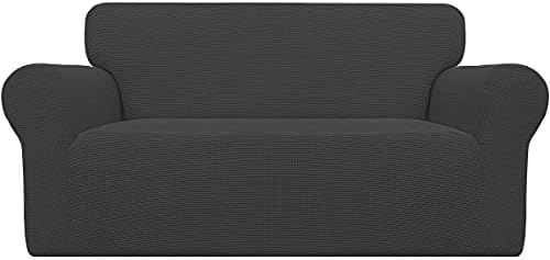 Easy-Going Stretch Oversized Loveseat Couch Covers Washable Dark Gray by Easy-Going
