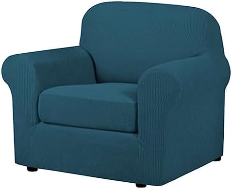 H.VERSAILTEX 2-Pieces Armchair Cover Chair Slipcovers with Arms Furniture Protector Cover Fit Armchair Width Up to 47 Inch, Jacquard Spandex Couch Covers Armchair Slipcover - Deep Teal, Chair by HVERSAILTEX