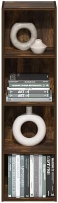 Furinno PASIR Book Shelf, 4-Tier Modern Bookshelf, Open Shelves Bookcase 9 x 12 x 42, Easy Assembly, for Living Room, Bedroom, Home Office, Amber Pine - Image 6