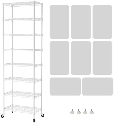 SINGAYE 8 Shelves Storage Wire Shelf Closet Metal Shelving Pantry Wheels by SINGAYE